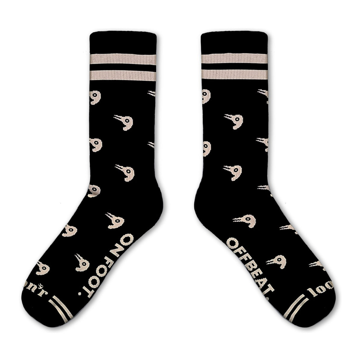 The Offbeat Crew wool socks in Cookies & Cream, styled pair